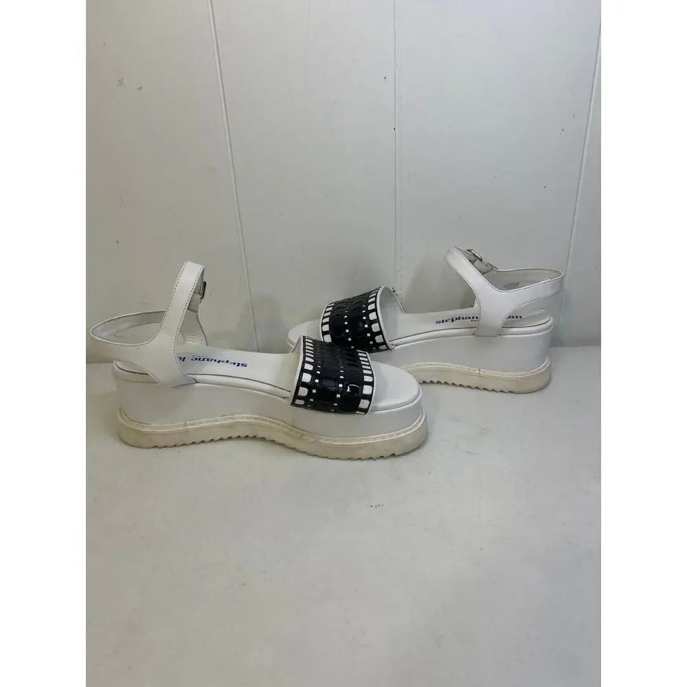 Stephane Kelian Platform Sandals in White/Black Size 39 or US Size 8-8.5
